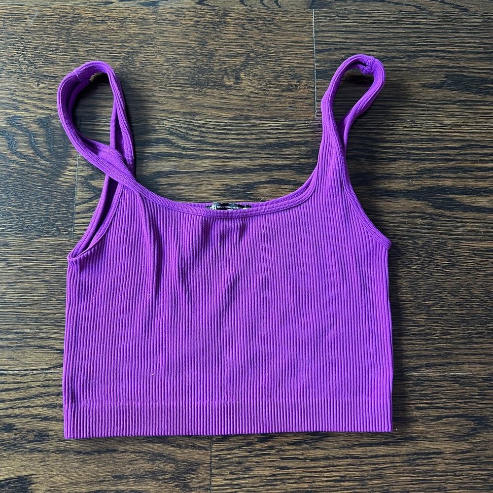 Zara Vibrant Purple Ribbed Tank Top